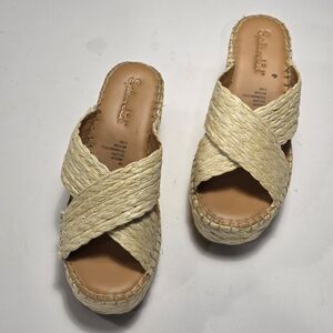 Splendid  Women's Tan Woven Slipon Wedge Sandals Size 9.5M